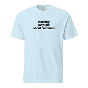 The Tractor Mugs Store Chambray / S Warning: May Talk About Combines | Unisex Premium T-shirt Quality Farmers Merch
