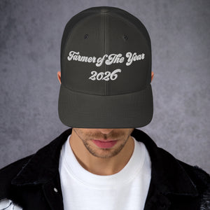 The Tractor Mugs Store Charcoal Farmer of The Year 2026 | Retro 70's Trucker Cap Quality Farmers Merch