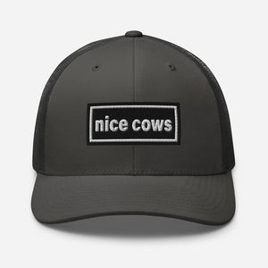 The Tractor Mugs Store Charcoal Oasis Style Retro Nice Cows | Trucker Cap Quality Farmers Merch