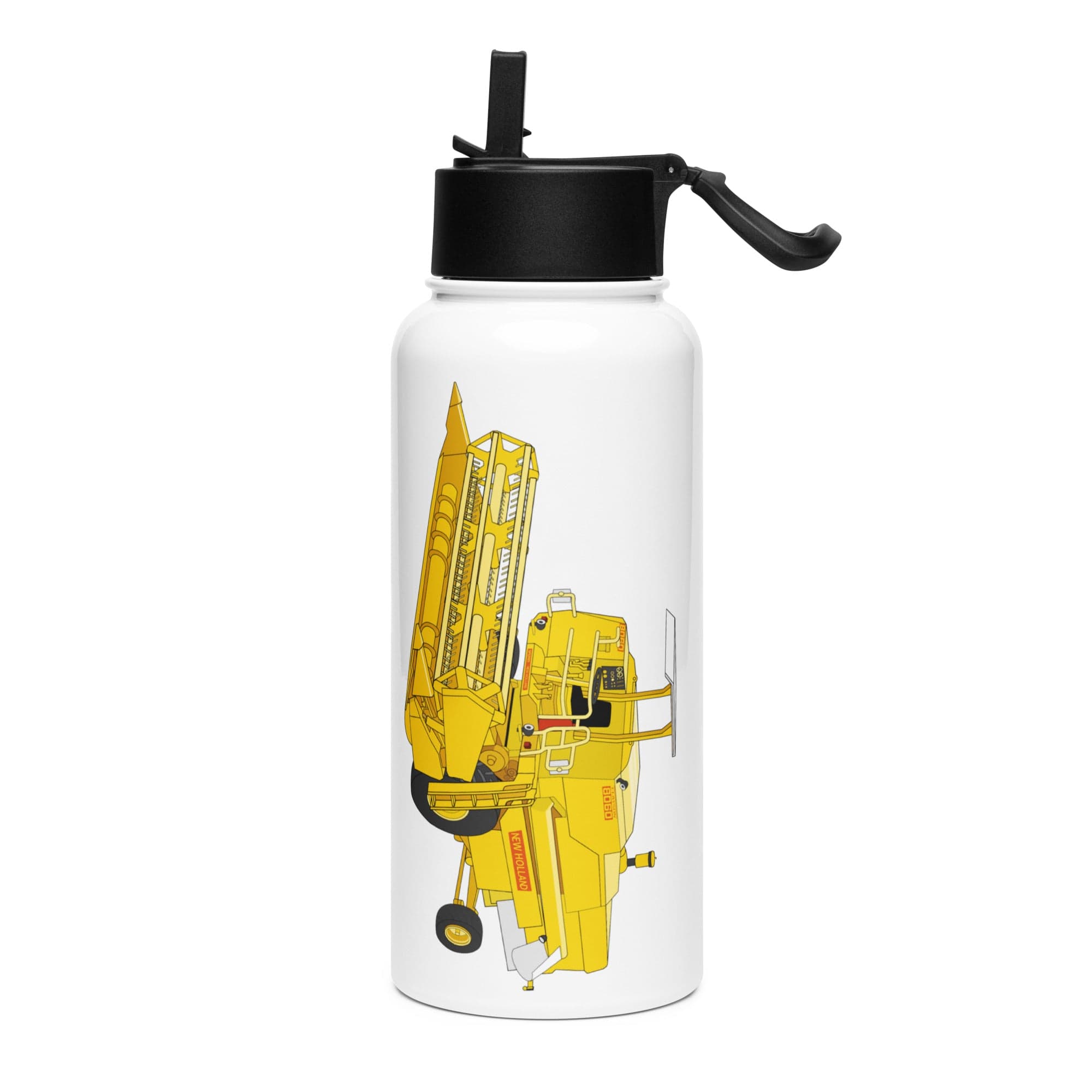 The Tractor Mugs Store Clayson 8060 Combine Harvester | Stainless steel water bottle with a straw lid Quality Farmers Merch