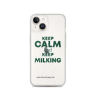The Tractor Mugs Store Clear Case for iPhone® iPhone 14 KEEP CALM and KEEP MILKING | Clear Case for iPhone® Quality Farmers Merch