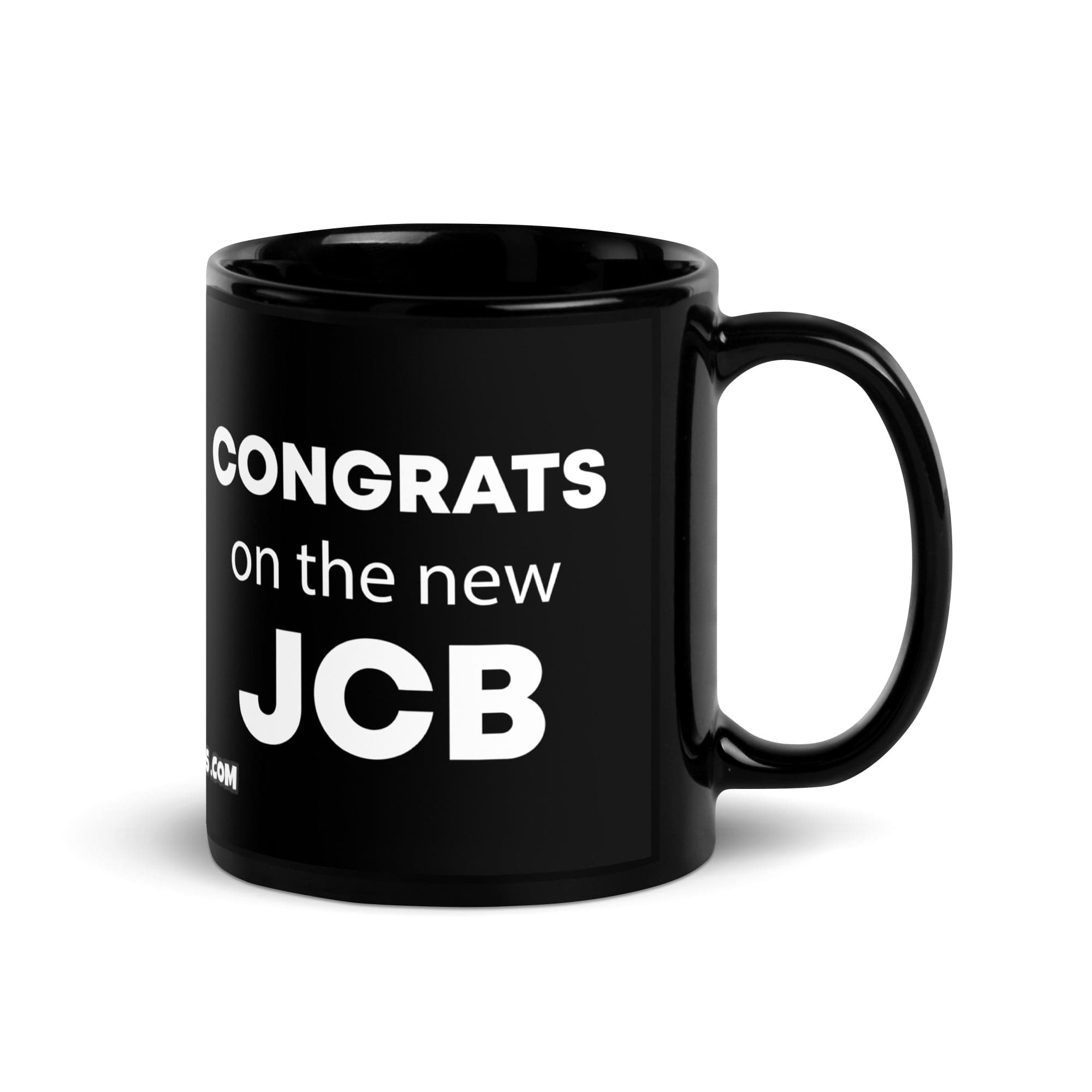 The Tractor Mugs Store Congrats On The New JCB | Black Glossy Mug Quality Farmers Merch