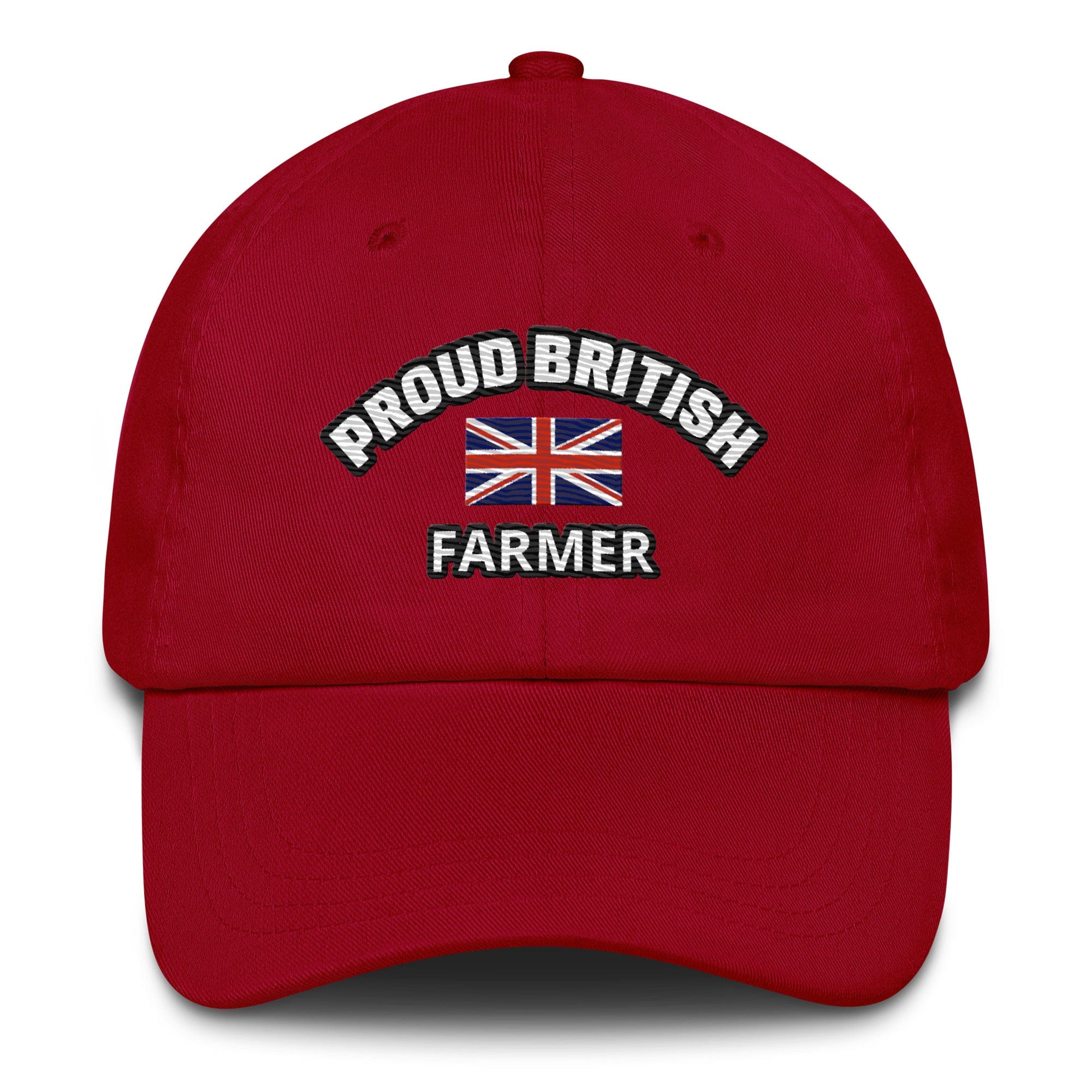 The Tractor Mugs Store Cranberry Proud British Farmer | Dad Hat Quality Farmers Merch