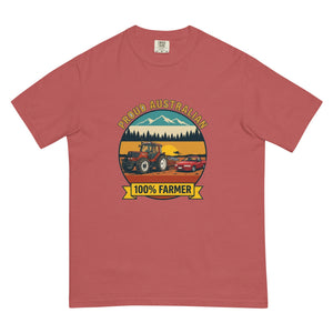 The Tractor Mugs Store Crimson FIATAGRI F130 PROUD AUSTRALIAN 100% FARMER Outdoor | Unisex Premium T-shirt Quality Farmers Merch