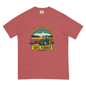 The Tractor Mugs Store Crimson John Deere 7810 PROUD AUSTRALIAN 100% FARMER Outdoor | Unisex Premium T-shirt Quality Farmers Merch