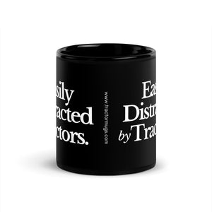 The Tractor Mugs Store EASILY DISTRACTED BY TRACTORS | Black Glossy Mug Quality Farmers Merch