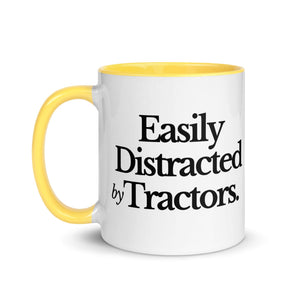 The Tractor Mugs Store EASILY DISTRACTED BY TRACTORS | Mug with Color Inside Quality Farmers Merch