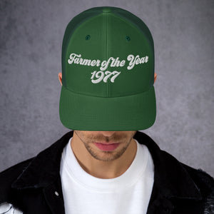 The Tractor Mugs Store Evergreen Farmer of The Year 1977 | Retro 70's Trucker Cap Quality Farmers Merch