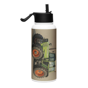 The Tractor Mugs Store Fendt 308 LSA 4WD Oil Painting | Stainless steel water bottle with a straw lid Quality Farmers Merch