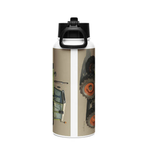 The Tractor Mugs Store Fendt 308 LSA 4WD Oil Painting | Stainless steel water bottle with a straw lid Quality Farmers Merch
