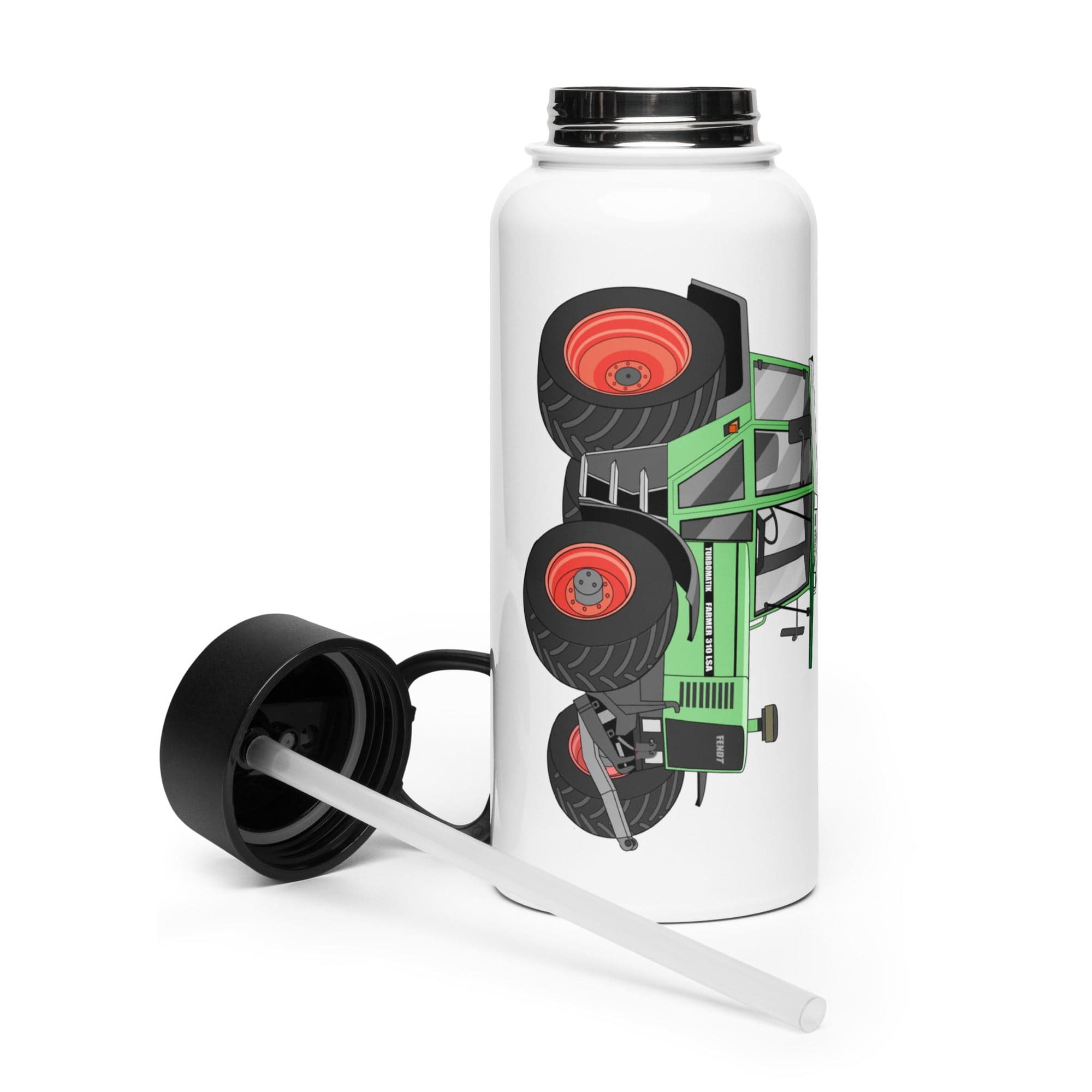 The Tractor Mugs Store Fendt 310 LSA  | Stainless steel water bottle with a straw lid Quality Farmers Merch