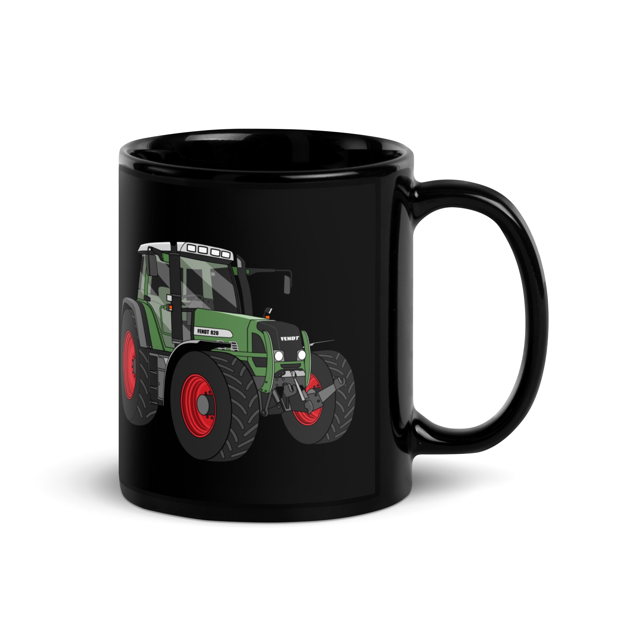 The Tractor Mugs Store Fendt 820 VArio TMS | Black Glossy Mug Quality Farmers Merch