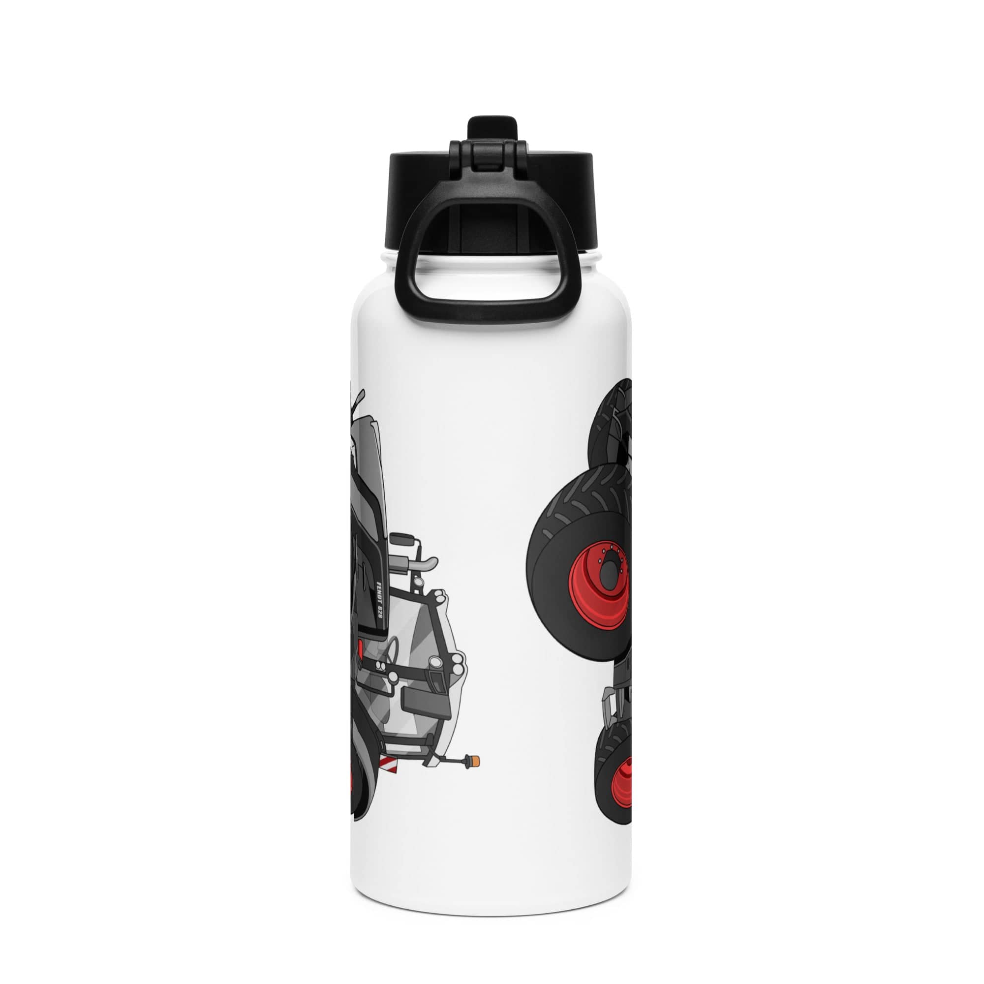 The Tractor Mugs Store Fendt 828 Profi Black Beauty | Stainless steel water bottle with a straw lid Quality Farmers Merch