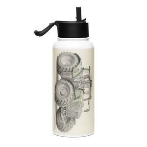 The Tractor Mugs Store Fendt 930 Vario S4 Pencil Sketch | Stainless steel water bottle with a straw lid Quality Farmers Merch
