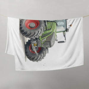 The Tractor Mugs Store Fendt 930 Vario S4 Watercolor | Throw Blanket Quality Farmers Merch