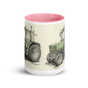 The Tractor Mugs Store Fendt Farmer 308 C Pencil Sketch | Mug with Color Inside Quality Farmers Merch