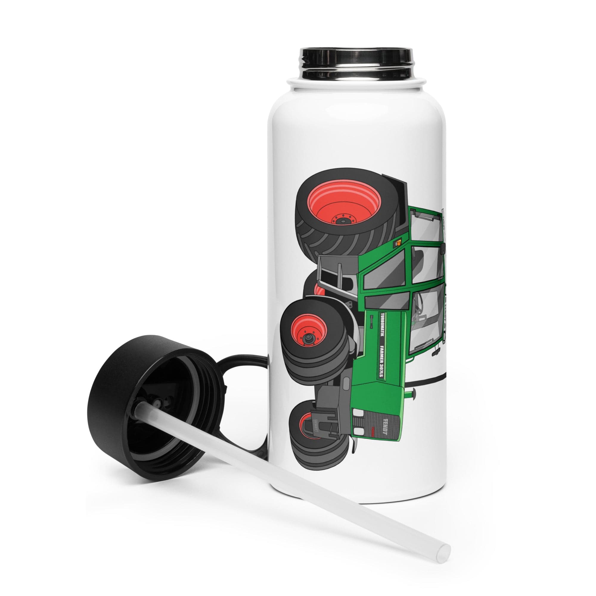 The Tractor Mugs Store Fendt Farmer TURBOMATIK 307 LSA  | Stainless steel water bottle with a straw lid Quality Farmers Merch