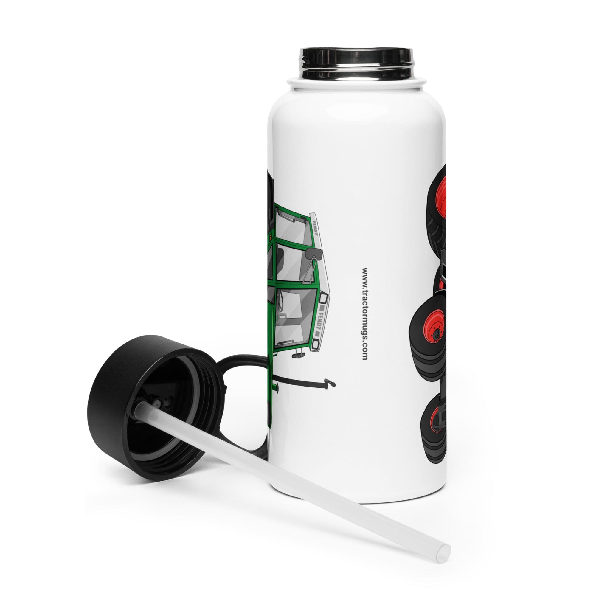 The Tractor Mugs Store Fendt Farmer TURBOMATIK 307 LSA  | Stainless steel water bottle with a straw lid Quality Farmers Merch