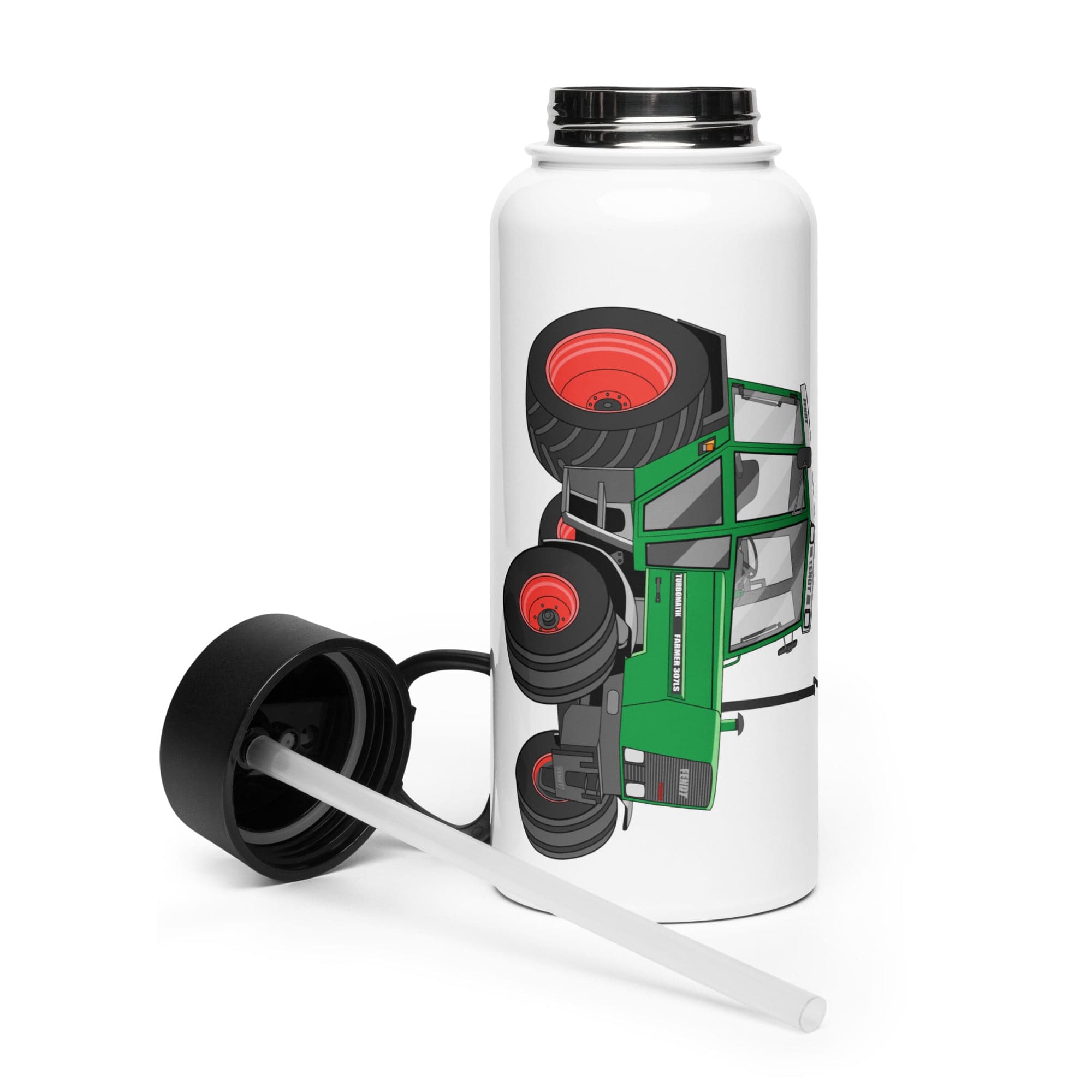 The Tractor Mugs Store Fendt Farmer TURBOMATIK 307 LSA  | Stainless steel water bottle with a straw lid Quality Farmers Merch