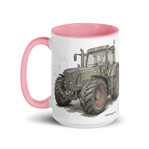 The Tractor Mugs Store Fendt Favorit 818 Pencil Sketch | Mug with Color Inside Quality Farmers Merch