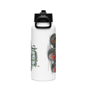 The Tractor Mugs Store Fendt Favorit 818 Watercolor | Stainless steel water bottle with a straw lid Quality Farmers Merch