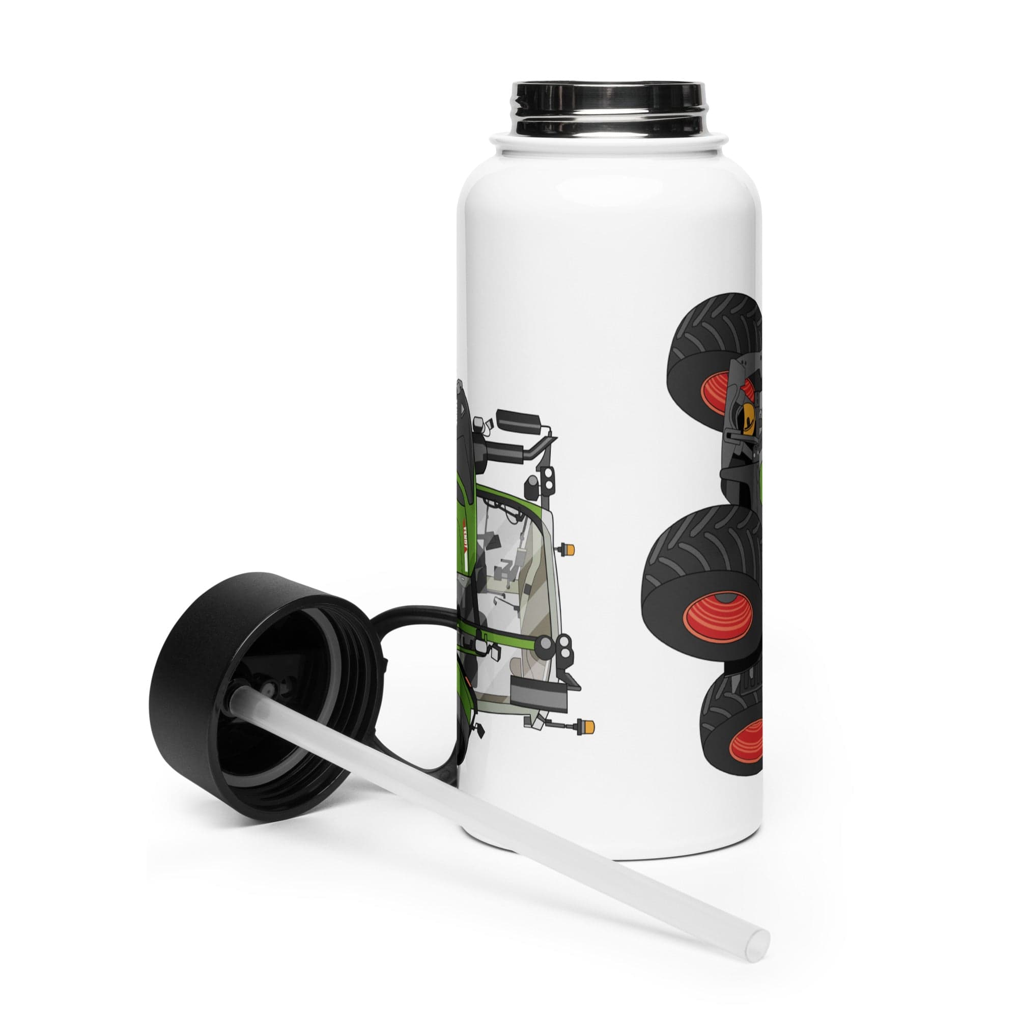 The Tractor Mugs Store Fendt Vario 313 | Stainless steel water bottle with a straw lid Quality Farmers Merch