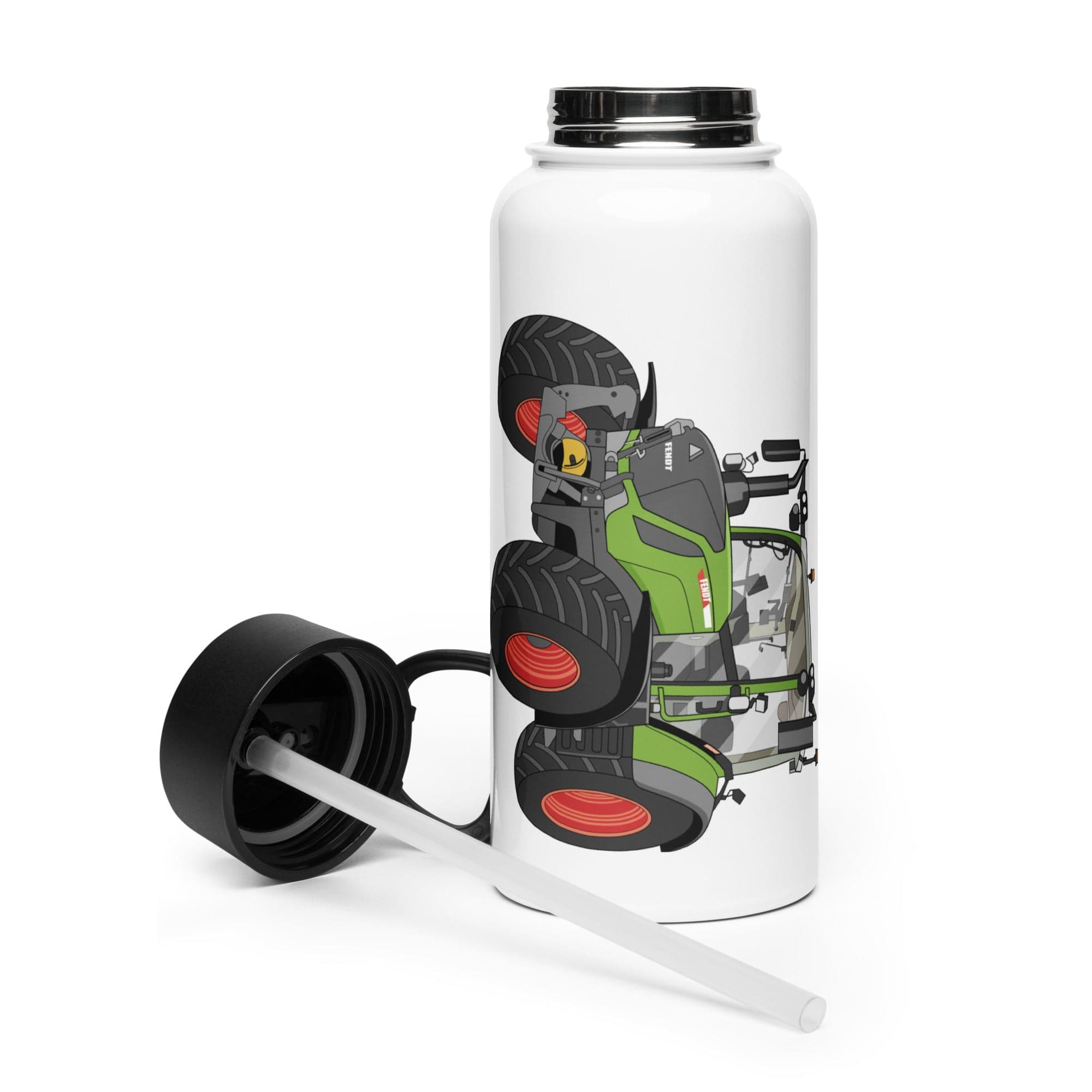 The Tractor Mugs Store Fendt Vario 313 | Stainless steel water bottle with a straw lid Quality Farmers Merch