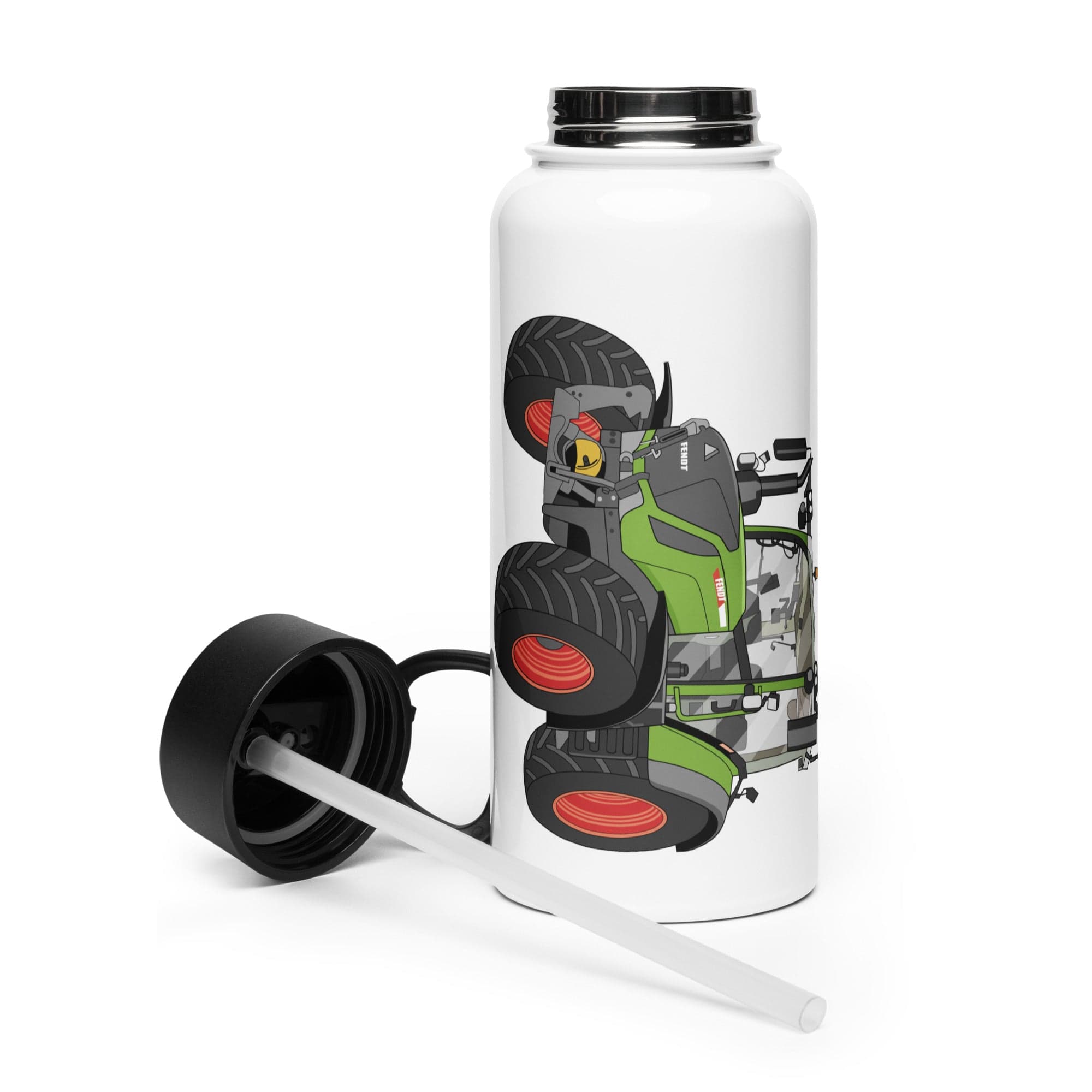 The Tractor Mugs Store Fendt Vario 313 | Stainless steel water bottle with a straw lid Quality Farmers Merch