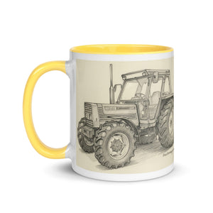 The Tractor Mugs Store FIAT 110-90 DT Pencil Sketch | Mug with Color Inside Quality Farmers Merch