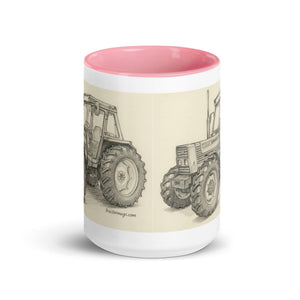 The Tractor Mugs Store FIAT 110-90 DT Pencil Sketch | Mug with Color Inside Quality Farmers Merch