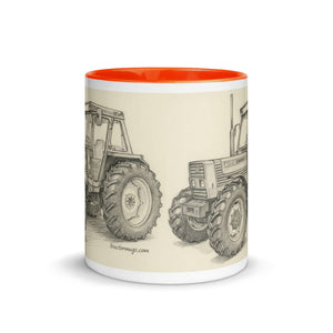 The Tractor Mugs Store FIAT 110-90 DT Pencil Sketch | Mug with Color Inside Quality Farmers Merch