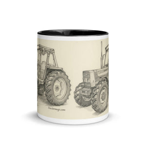 The Tractor Mugs Store FIAT 110-90 DT Pencil Sketch | Mug with Color Inside Quality Farmers Merch