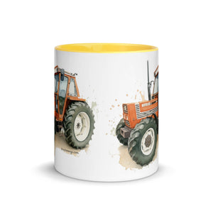 The Tractor Mugs Store FIAT 110-90 DT Watercolor | Mug with Color Inside Quality Farmers Merch
