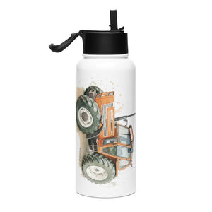 The Tractor Mugs Store FIAT 110-90 DT Watercolor | Stainless steel water bottle with a straw lid Quality Farmers Merch