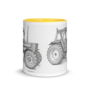 The Tractor Mugs Store FIAT 90-90 DT Pencil Sketch | Mug with Color Inside Quality Farmers Merch
