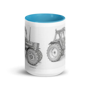 The Tractor Mugs Store FIAT 90-90 DT Pencil Sketch | Mug with Color Inside Quality Farmers Merch