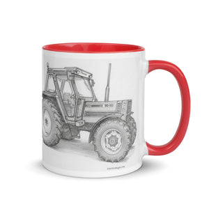 The Tractor Mugs Store FIAT 90-90 DT Pencil Sketch | Mug with Color Inside Quality Farmers Merch
