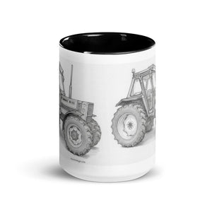 The Tractor Mugs Store FIAT 90-90 DT Pencil Sketch | Mug with Color Inside Quality Farmers Merch