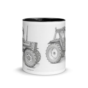 The Tractor Mugs Store FIAT 90-90 DT Pencil Sketch | Mug with Color Inside Quality Farmers Merch