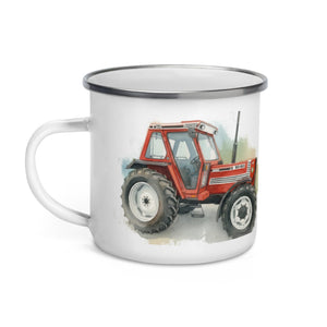 The Tractor Mugs Store FIAT 90-90 DT Watercolor | Enamel Mug Quality Farmers Merch
