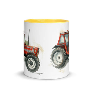The Tractor Mugs Store FIAT 90-90 DT Watercolor | Mug with Color Inside Quality Farmers Merch