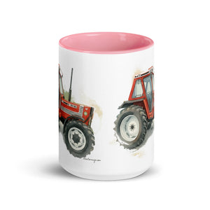 The Tractor Mugs Store FIAT 90-90 DT Watercolor | Mug with Color Inside Quality Farmers Merch