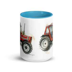 The Tractor Mugs Store FIAT 90-90 DT Watercolor | Mug with Color Inside Quality Farmers Merch