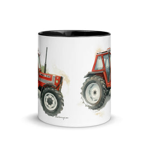 The Tractor Mugs Store FIAT 90-90 DT Watercolor | Mug with Color Inside Quality Farmers Merch