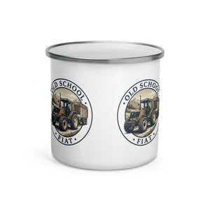 The Tractor Mugs Store FIATAGRI F130 OLD SCHOOL FIAT Engraving | Enamel Mug Quality Farmers Merch