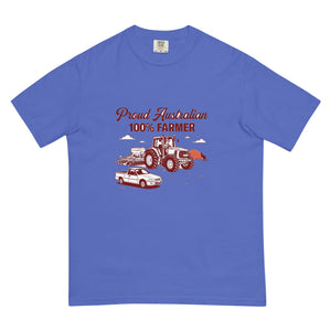 The Tractor Mugs Store Flo Blue John Deere 6930 PROUD AUSTRALIAN 100% FARMER Two Tone | Unisex Premium T-shirt Quality Farmers Merch