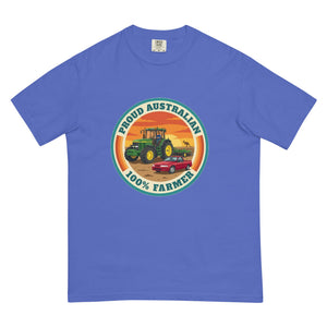 The Tractor Mugs Store Flo Blue John Deere 7810 PROUD AUSTRALIAN 100% FARMER Retro | Unisex Premium T-shirt Quality Farmers Merch