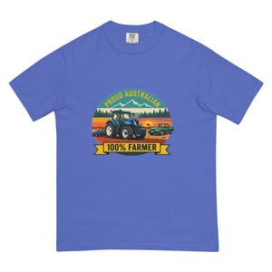 The Tractor Mugs Store Flo Blue New Holland T7.210 PROUD AUSTRALIAN 100% FARMER Outdoor | Unisex Premium T-shirt Quality Farmers Merch