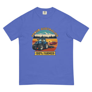 The Tractor Mugs Store Flo Blue New Holland T7.225 PROUD AUSTRALIAN 100% FARMER Outdoor | Unisex Premium T-shirt Quality Farmers Merch