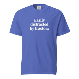 The Tractor Mugs Store Flo Blue / S Easily Distracted By Tractors | Unisex Premium T-shirt Quality Farmers Merch
